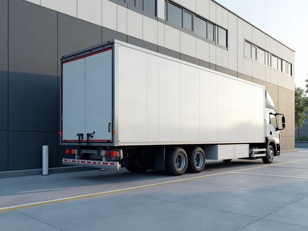 Collection vehicle at a hospital service dock